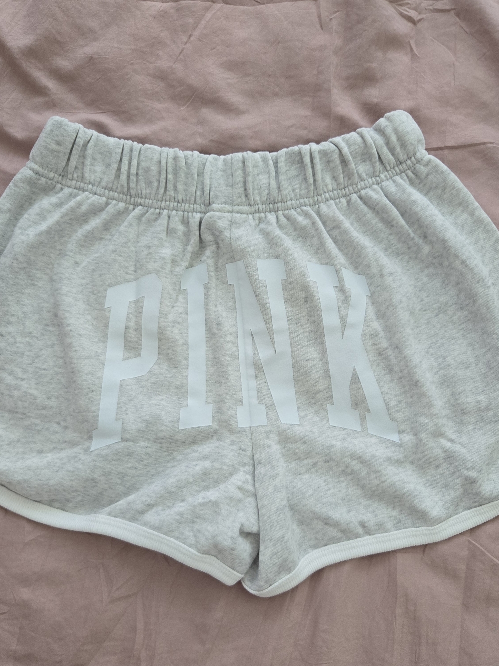 PINK Victoria's Secret Heather Light Gray Logo Athletic Shorts